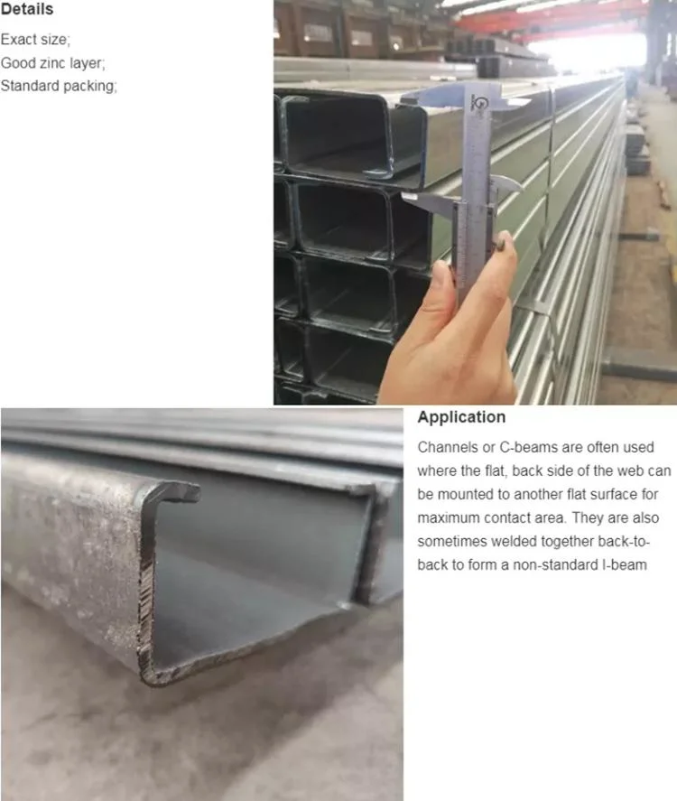 Construction Material Channel Cold Rolled C Channel Steel Metal Galvanized C Section Channel